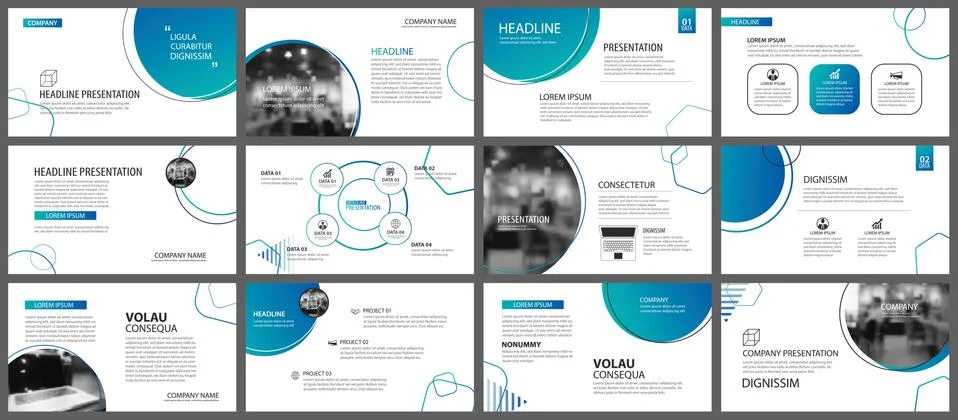 Presentation and slide layout background. Design blue gradient circle templat Stock Illustration