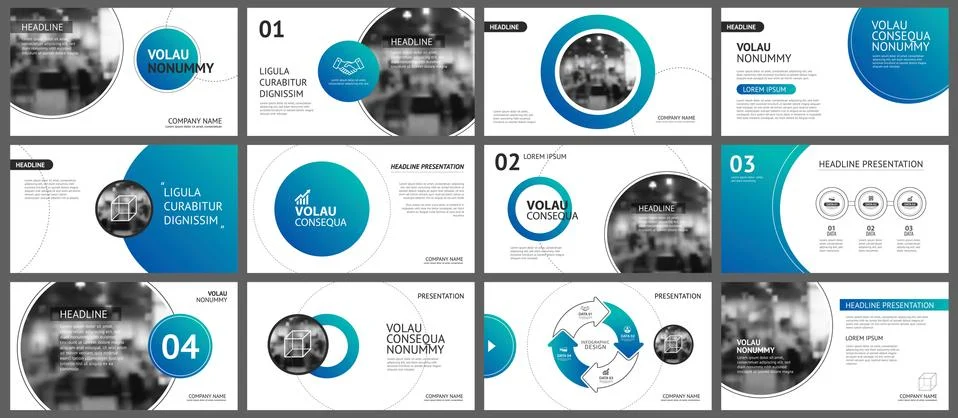 Presentation and slide layout background. Design blue gradient circle templat Stock Illustration