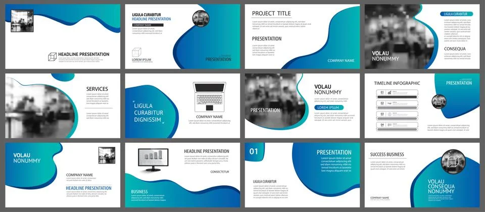 Presentation and slide layout background. Design blue and green gradient temp Stock Illustration