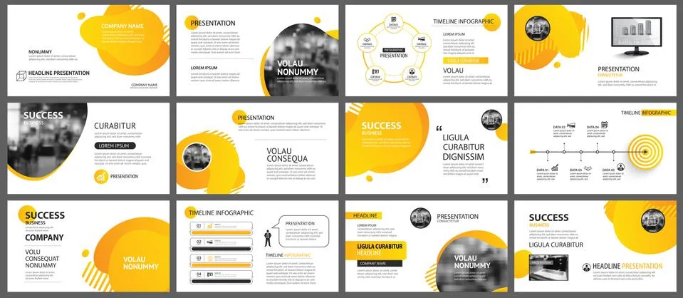 Presentation and slide layout background. Design yellow and orange gradient g Stock Illustration