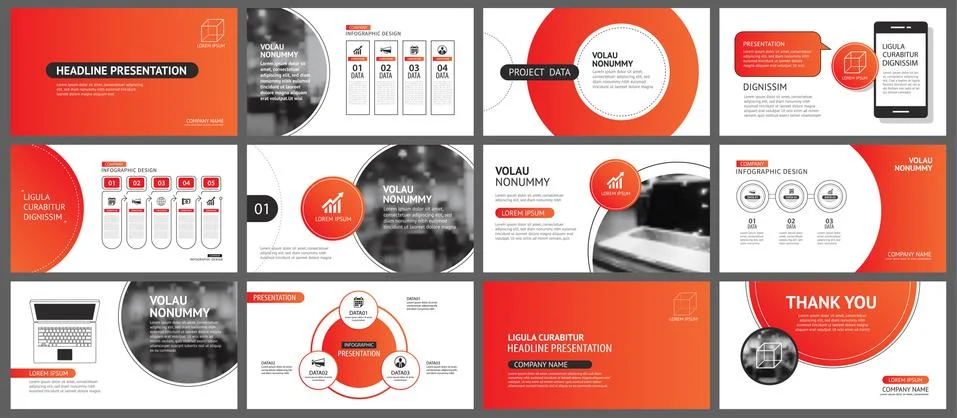 Presentation and slide layout background. Design red gradient circle template Stock Illustration