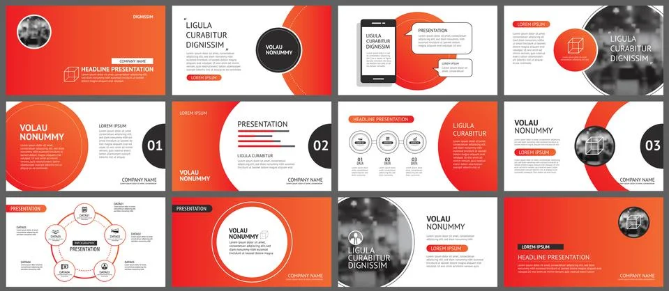 Presentation and slide layout background. Design red gradient circle template Illustrazione stock