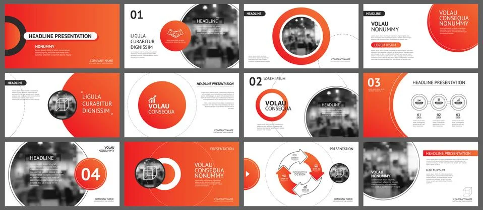 Presentation and slide layout background. Design red gradient circle template Stock Illustration