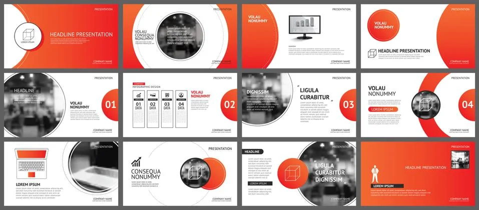 Presentation and slide layout background. Design red gradient circle template Stock Illustration