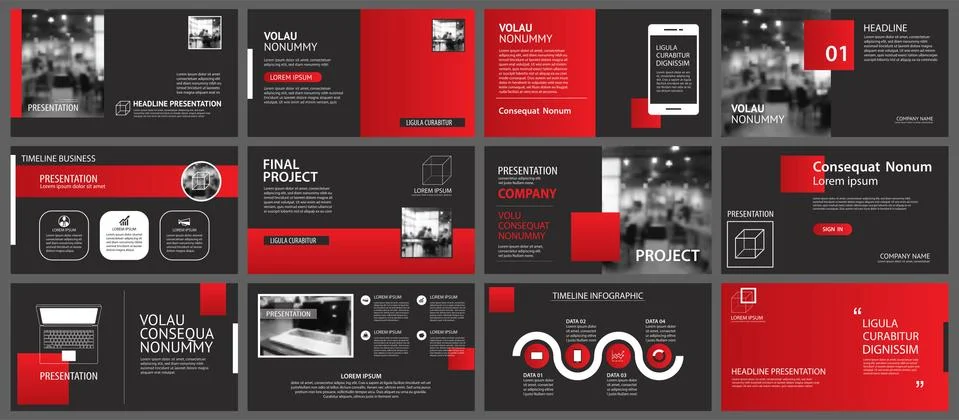 Presentation and slide layout background. Design red and black template. Use  Stock Illustration