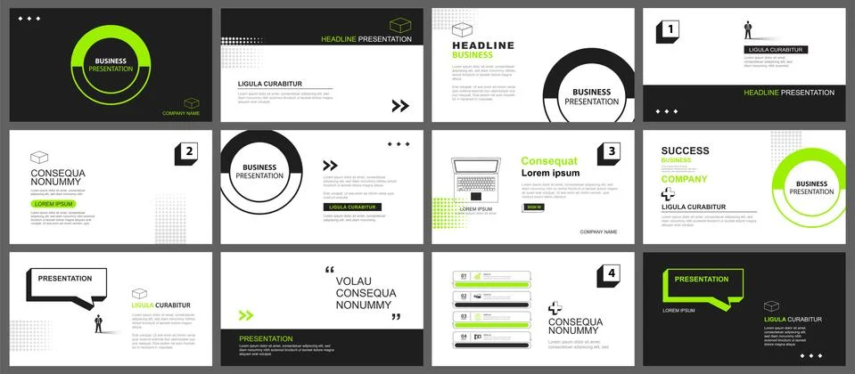 Presentation and slide layout background. Design green and black geometric te Stock Illustration