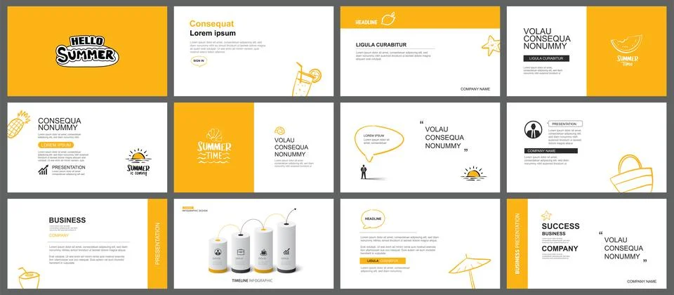 Presentation and slide layout background. Design yellow color summer theme .. Stock Illustration