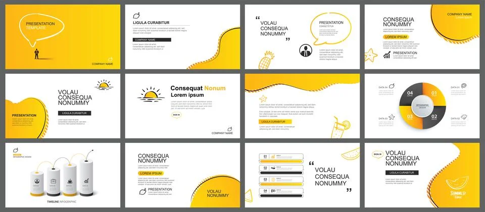 Presentation and slide layout background. Design yellow color summer theme .. Stock Illustration