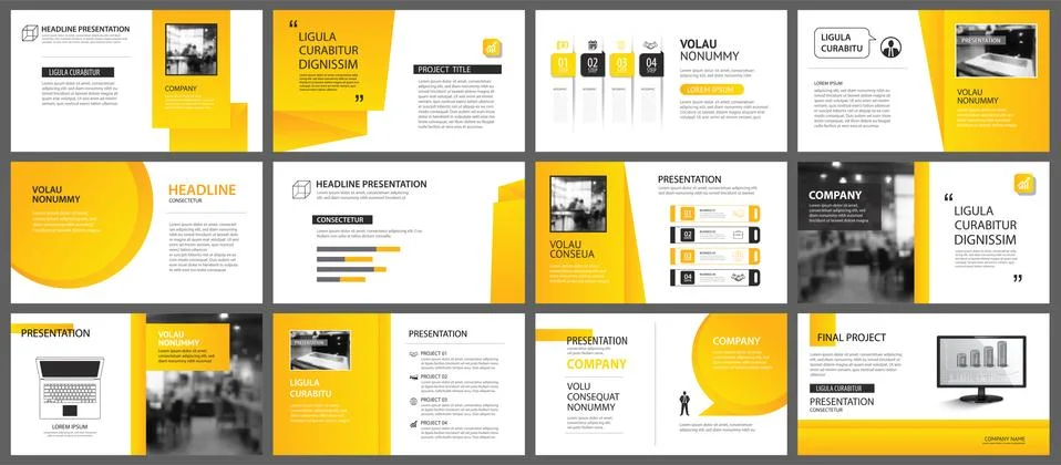 Presentation and slide layout template. Design yellow and orange gradient in  Stock Illustration