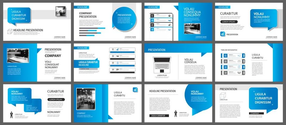 Presentation and slide layout template. Design blue gradient in paper shape b Stock Illustration