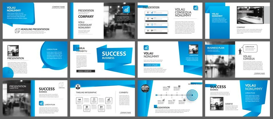 Presentation and slide layout template. Design blue gradient in paper shape b Stock Illustration