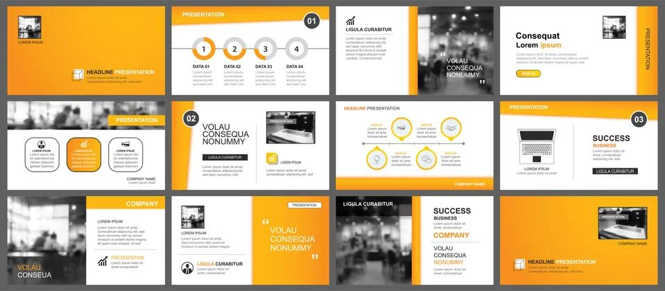 Presentation and slide layout template. Design orange keynote in paper style  Stock Illustration