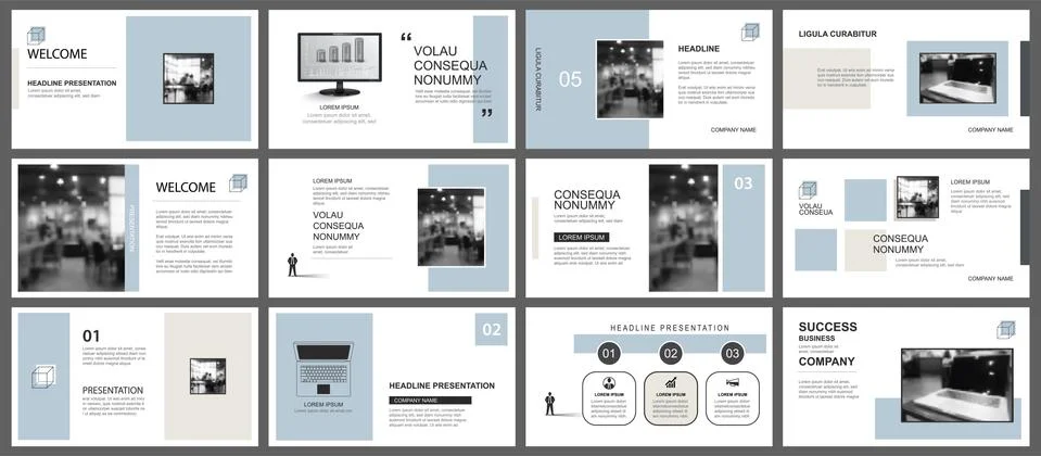 Presentation and slide layout template. Design blue and brown pastel geometri Stock Illustration