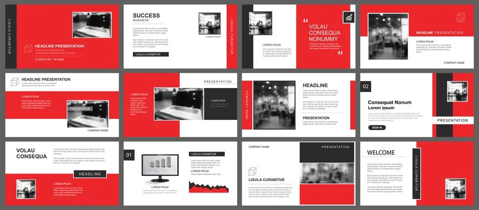 Presentation and slide layout template. Design red geometric background. Use  Stock Illustration