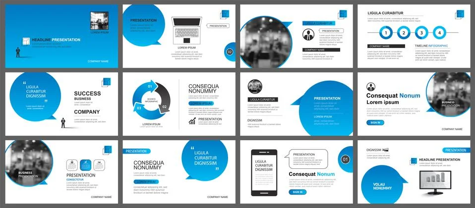 Presentation and slide layout template. Design blue gradient in paper speech  Stock Illustration