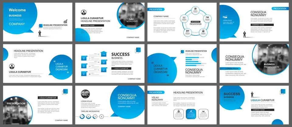 Presentation and slide layout template. Design blue gradient in paper speech  Stock Illustration