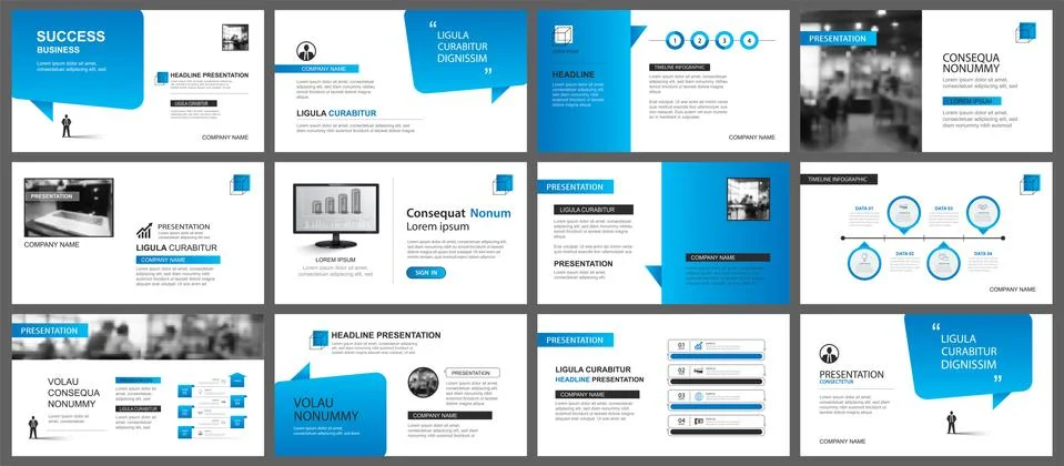 Presentation and slide layout template. Design blue gradient in paper speech  Stock Illustration