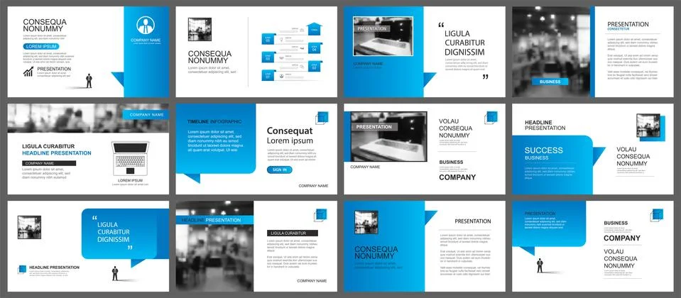 Presentation and slide layout template. Design blue gradient in paper speech  Stock Illustration
