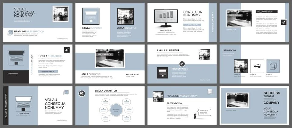 Presentation and slide layout template. Design blue pastel background. Use fo Stock Illustration