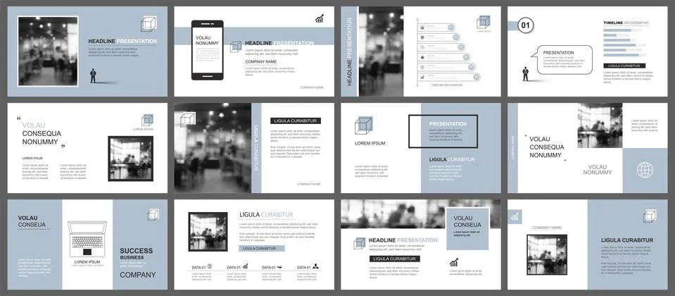 Presentation and slide layout template. Design blue pastel background. Use fo Stock Illustration