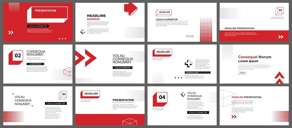 Presentation and slide layout template. Red geometric modern design backgroun Stock Illustration