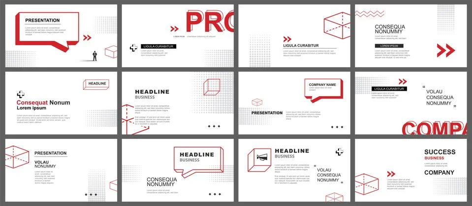 Presentation and slide layout template. Red geometric modern design backgroun Stock Illustration