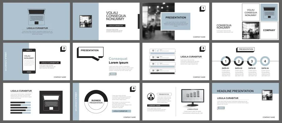 Presentation and slide layout template. Design blue pastel background. Use fo Stock Illustration