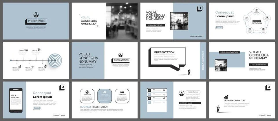 Presentation and slide layout template. Design blue pastel background. Use fo Stock Illustration