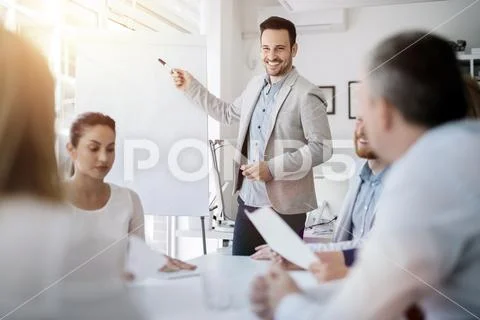 Presentation and training in business office Stock Photos