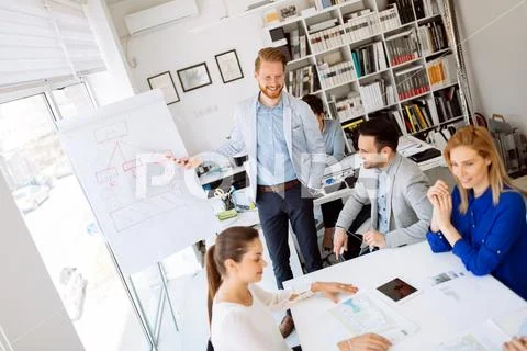 Presentation and training in business office Stock Photos