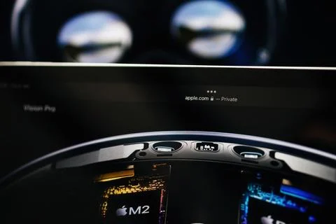 Presentation Apple Vision Pro mixed reality XR headset Foto stock