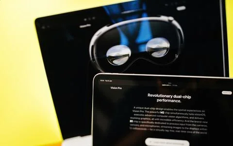 Presentation Apple Vision Pro mixed reality XR headset 스톡 사진