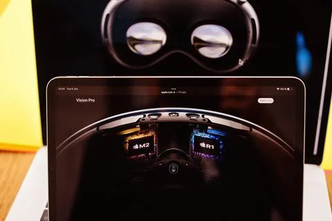 Presentation Apple Vision Pro mixed reality XR headset Foto stock