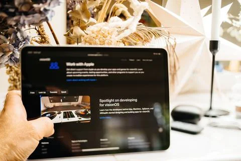 Presentation Apple Vision Pro mixed reality XR headset Stock Photos