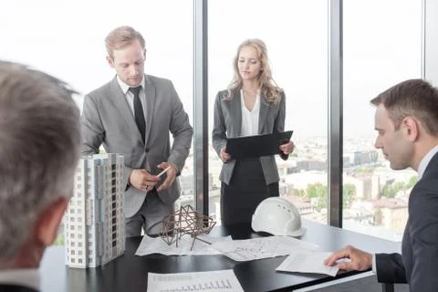 Presentation of architects for investors Stock Photos