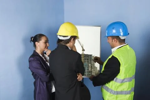 Presentation of architecture project in office Stock Photos