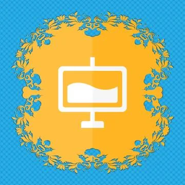 Presentation billboard . Floral flat design on a blue abstract background with p Stock Illustration