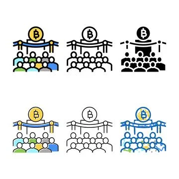 Presentation bitcoin set color icon vector イラスト素材