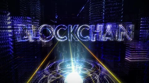 Presentation Of Blockchain Data Technology In Cyberspace Computer Reality Stock Footage 280199590