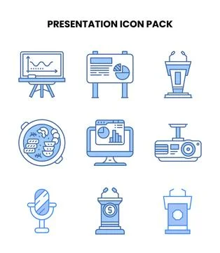 Presentation Blue UI Icons Pack Stock Illustration