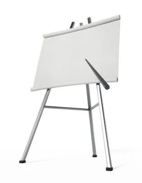 Presentation board and pointer isolated on white background. 3D illustration Stock Illustration