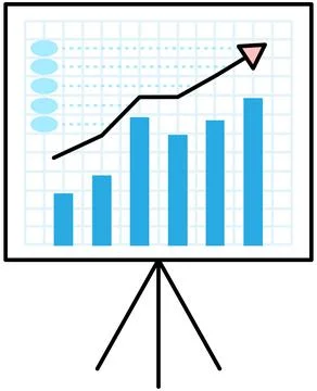 Presentation board with chart and arrow pointing up. Financial accounting report Illustrazione stock