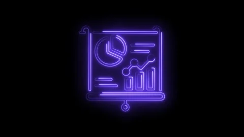Presentation board with chart graphics glowing neon light animation on blac.. Stock Footage 330779147