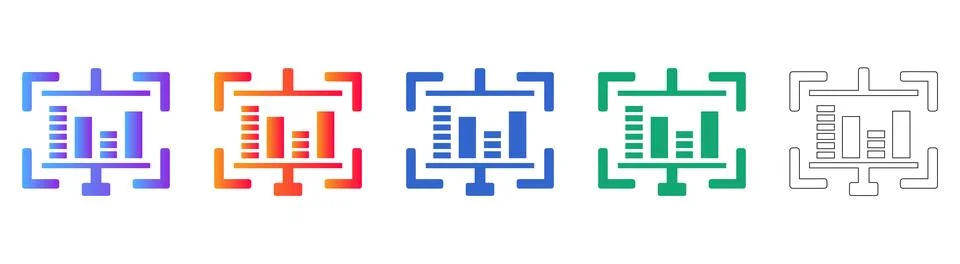 Presentation Board Data Analysis Icons Stock Illustration