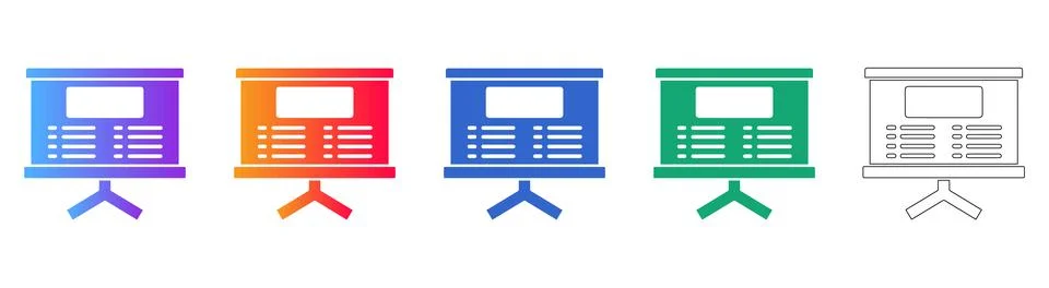 Presentation Board Display Icon Set Stock Illustration