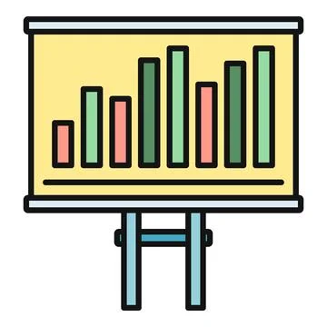 Presentation board displaying bar chart data analysis Illustrazione stock