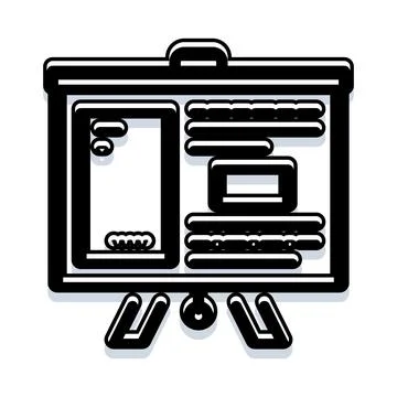 Presentation board displaying charts and financial data Stock Illustration