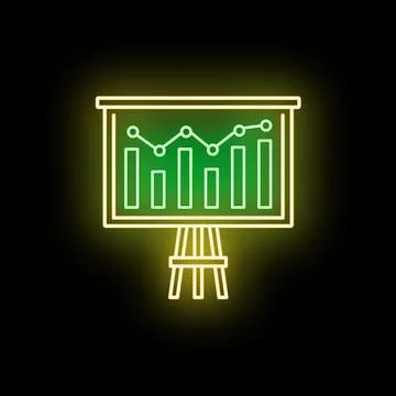 Presentation board displaying glowing charts and data analytics Illustrazione stock