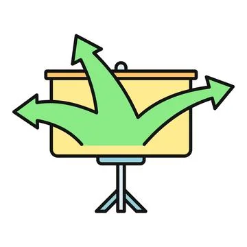 Presentation board displaying multiple strategic direction arrows Stock Illustration