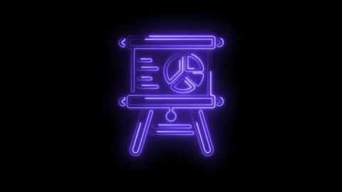 Presentation board glowing neon style with graph chart and list data Stock Footage 330779380